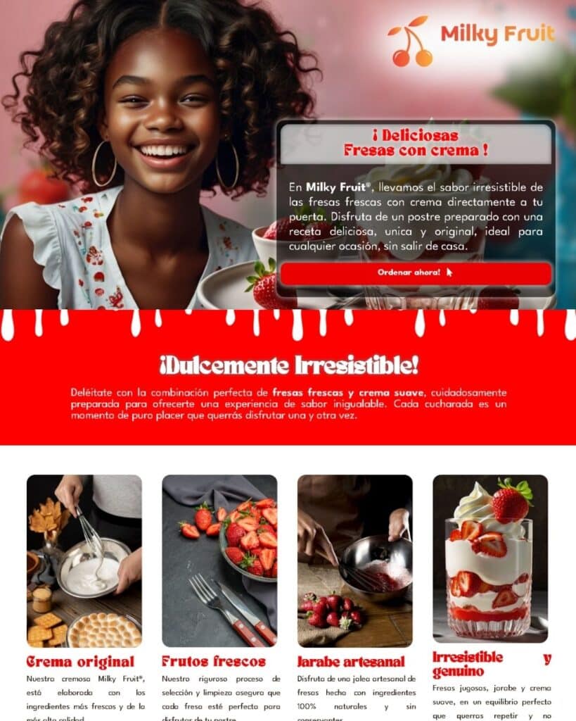 4.Milky Fruit landing page