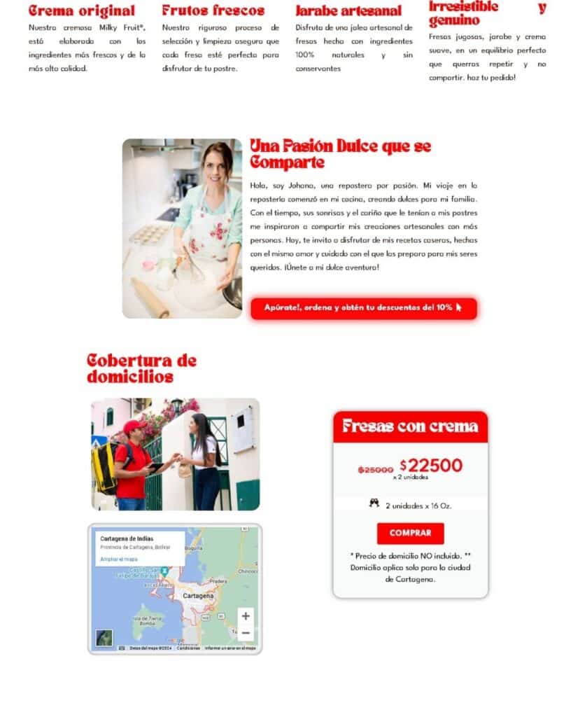 5. Milky Fruit landing page